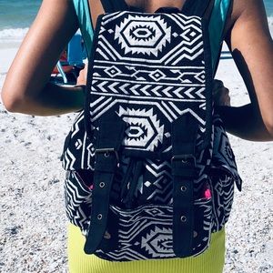 Adjustable Pocket Design Print Backpack Bookbag